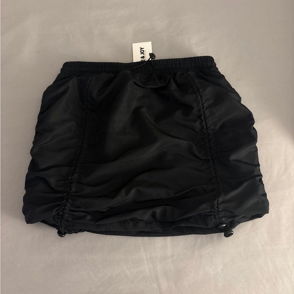 Black Ruched Mini Skirt